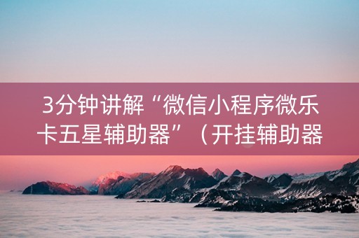 3分钟讲解“微信小程序微乐卡五星辅助器”（开挂辅助器插件)