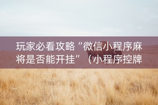 玩家必看攻略“微信小程序麻将是否能开挂”（小程序控牌器)