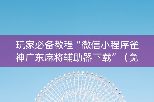 玩家必备教程“微信小程序雀神广东麻将辅助器下载”（免费专用神器)