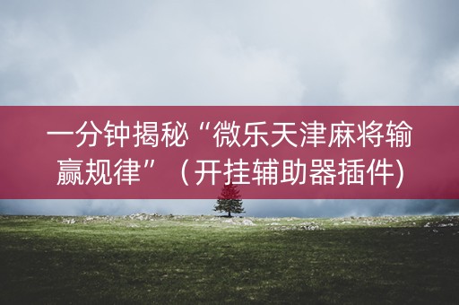一分钟揭秘“微乐天津麻将输赢规律”（开挂辅助器插件)