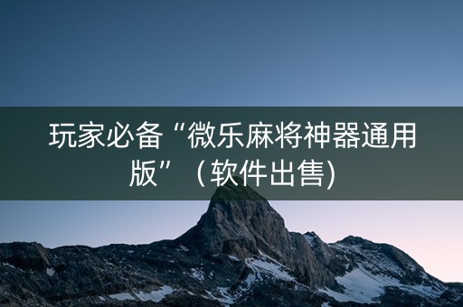 玩家必备“微乐麻将神器通用版”（软件出售)