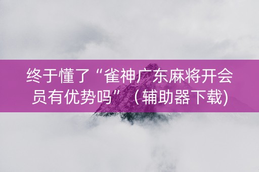 终于懂了“雀神广东麻将开会员有优势吗”（辅助器下载)