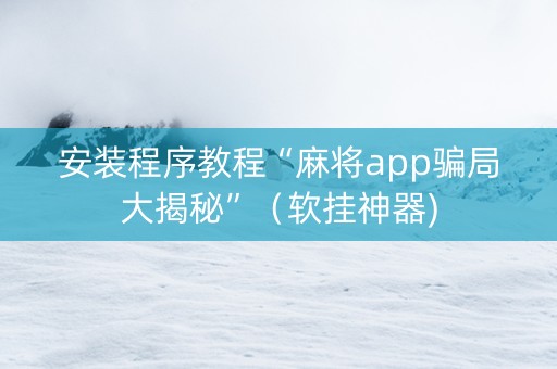 安装程序教程“麻将app骗局大揭秘”（软挂神器)