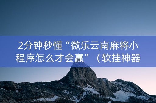 2分钟秒懂“微乐云南麻将小程序怎么才会赢”（软挂神器)