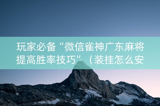 玩家必备“微信雀神广东麻将提高胜率技巧”（装挂怎么安装)