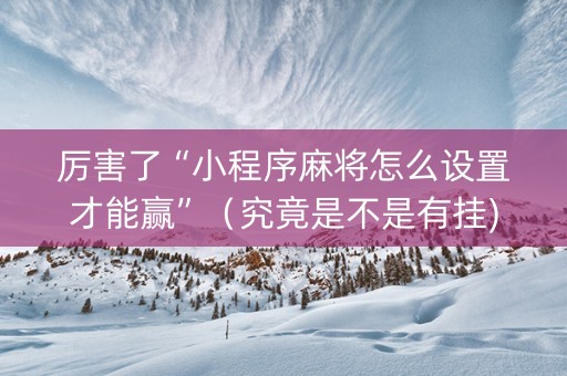 厉害了“小程序麻将怎么设置才能赢”（究竟是不是有挂)