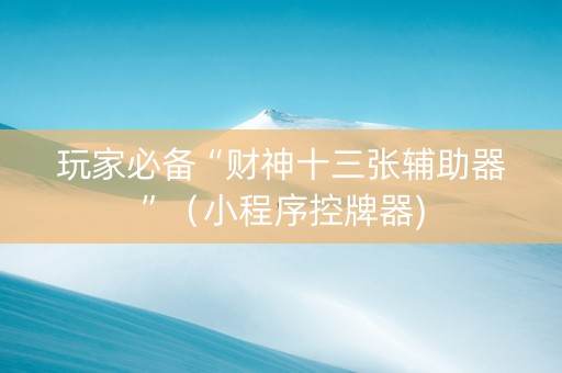 玩家必备“财神十三张辅助器”（小程序控牌器)