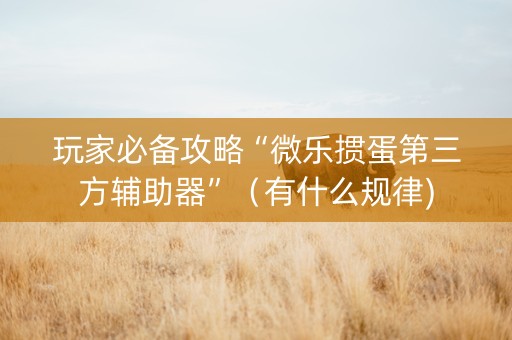 玩家必备攻略“微乐掼蛋第三方辅助器”（有什么规律)