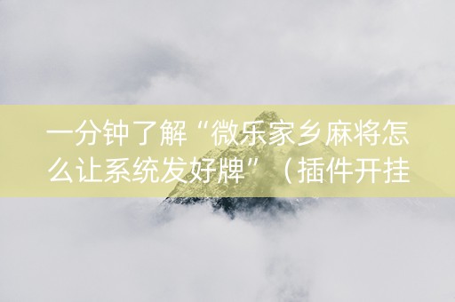 一分钟了解“微乐家乡麻将怎么让系统发好牌”（插件开挂免费AI)