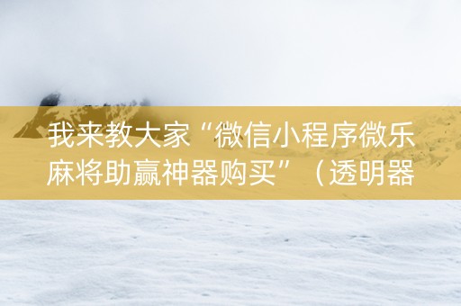 我来教大家“微信小程序微乐麻将助赢神器购买”（透明器教程)
