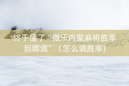 终于懂了“微乐内蒙麻将胜率到哪调”（怎么调胜率)