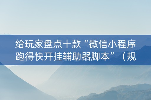 给玩家盘点十款“微信小程序跑得快开挂辅助器脚本”（规律确实有挂)