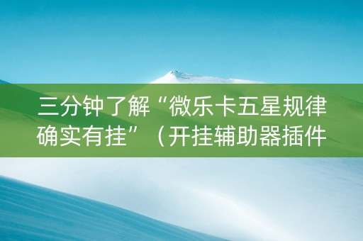 三分钟了解“微乐卡五星规律确实有挂”（开挂辅助器插件)
