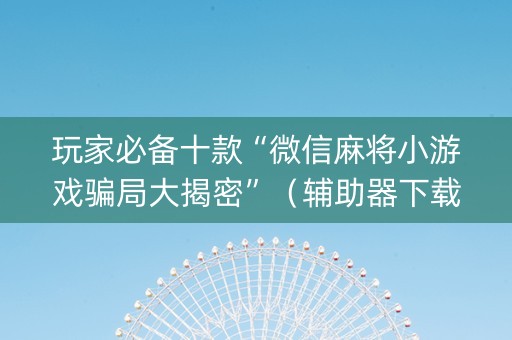 玩家必备十款“微信麻将小游戏骗局大揭密”（辅助器下载)