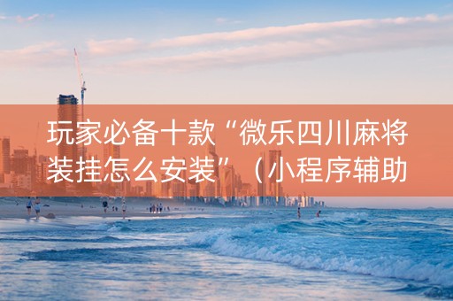 玩家必备十款“微乐四川麻将装挂怎么安装”（小程序辅助软件)
