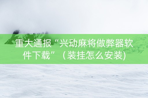 重大通报“兴动麻将做弊器软件下载”（装挂怎么安装)