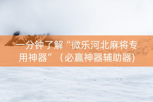 一分钟了解“微乐河北麻将专用神器”（必赢神器辅助器)