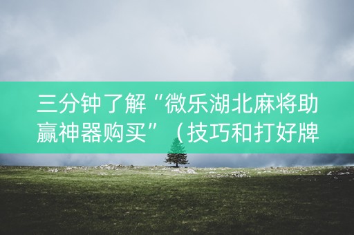三分钟了解“微乐湖北麻将助赢神器购买”（技巧和打好牌方法)