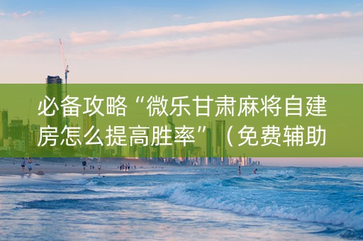 必备攻略“微乐甘肃麻将自建房怎么提高胜率”（免费辅助)