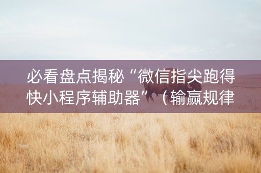 必看盘点揭秘“微信指尖跑得快小程序辅助器”（输赢规律)