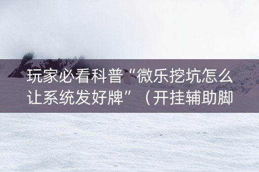 玩家必看科普“微乐挖坑怎么让系统发好牌”（开挂辅助脚本)