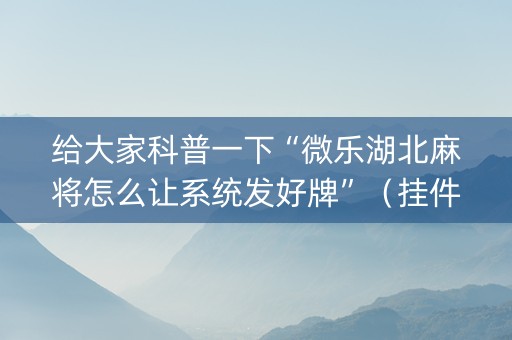 给大家科普一下“微乐湖北麻将怎么让系统发好牌”（挂件神器)