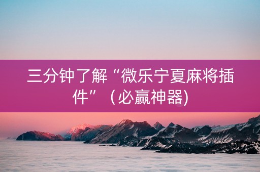 三分钟了解“微乐宁夏麻将插件”（必赢神器)