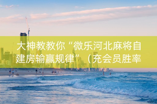 大神教教你“微乐河北麻将自建房输赢规律”（充会员胜率高)