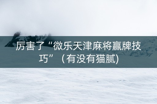 厉害了“微乐天津麻将赢牌技巧”（有没有猫腻)
