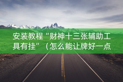 安装教程“财神十三张辅助工具有挂”（怎么能让牌好一点)