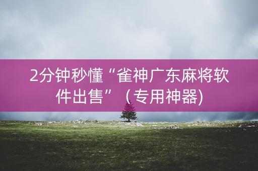 2分钟秒懂“雀神广东麻将软件出售”（专用神器)