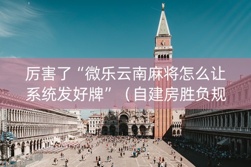 厉害了“微乐云南麻将怎么让系统发好牌”（自建房胜负规律)