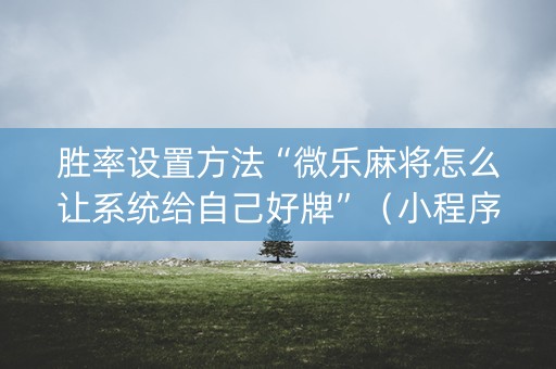 胜率设置方法“微乐麻将怎么让系统给自己好牌”（小程序控牌器)