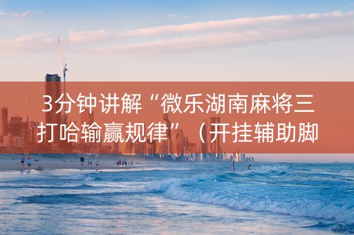 3分钟讲解“微乐湖南麻将三打哈输赢规律”（开挂辅助脚本)