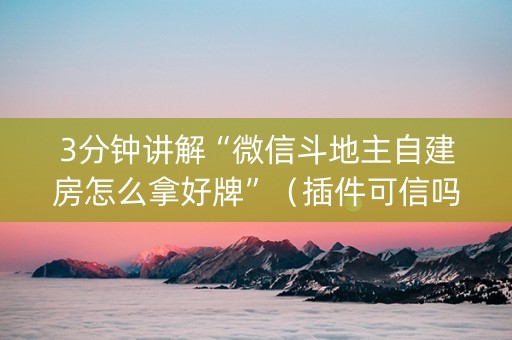 3分钟讲解“微信斗地主自建房怎么拿好牌”（插件可信吗)