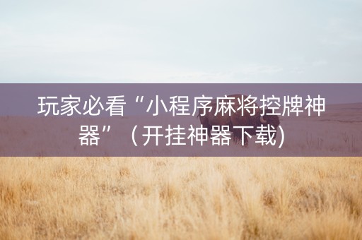 玩家必看“小程序麻将控牌神器”（开挂神器下载)