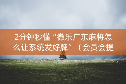 2分钟秒懂“微乐广东麻将怎么让系统发好牌”（会员会提高胜率吗)