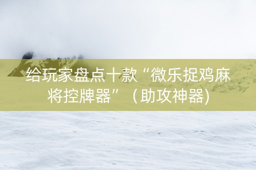 给玩家盘点十款“微乐捉鸡麻将控牌器”（助攻神器)