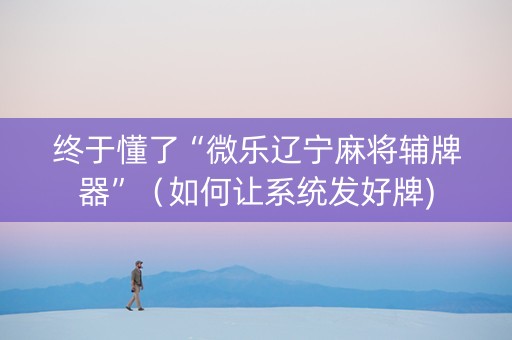 终于懂了“微乐辽宁麻将辅牌器”（如何让系统发好牌)