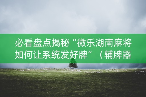 必看盘点揭秘“微乐湖南麻将如何让系统发好牌”（辅牌器插件购买)
