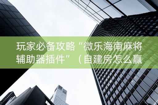 玩家必备攻略“微乐海南麻将辅助器插件”（自建房怎么赢)
