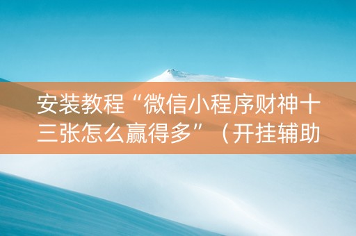 安装教程“微信小程序财神十三张怎么赢得多”（开挂辅助器脚本)