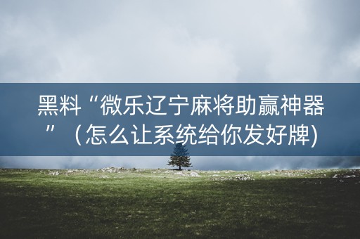 黑料“微乐辽宁麻将助赢神器”（怎么让系统给你发好牌)