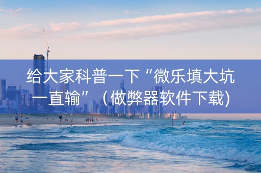 给大家科普一下“微乐填大坑一直输”（做弊器软件下载)