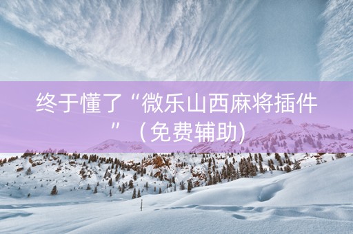 终于懂了“微乐山西麻将插件”（免费辅助)