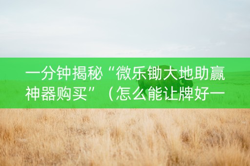 一分钟揭秘“微乐锄大地助赢神器购买”（怎么能让牌好一点)