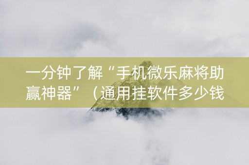 一分钟了解“手机微乐麻将助赢神器”（通用挂软件多少钱)