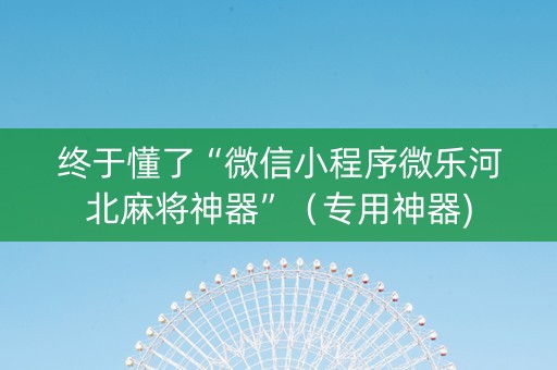 终于懂了“微信小程序微乐河北麻将神器”（专用神器)