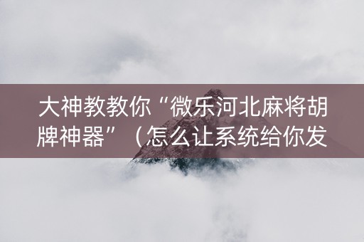 大神教教你“微乐河北麻将胡牌神器”（怎么让系统给你发好牌)