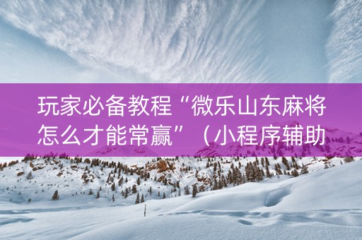 玩家必备教程“微乐山东麻将怎么才能常赢”（小程序辅助软件)